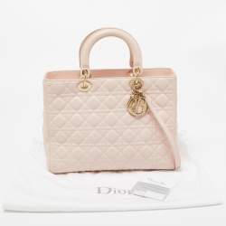 Pre Owned Dior Pink Cannage Leather Large Lady Dior Tote