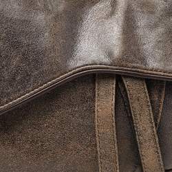 Pre Owned Dior Brown Leather Saddle Bag