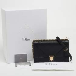Pre Owned Dior Black Leather Medium Diorama Flap Shoulder Bag