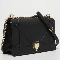 Pre Owned Dior Black Leather Medium Diorama Flap Shoulder Bag
