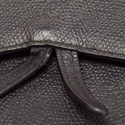 Pre Owned Dior Black Grained Leather Saddle Chain Pouch