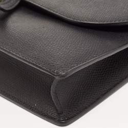 Pre Owned Dior Black Grained Leather Saddle Chain Pouch