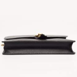 Pre Owned Dior Black Grained Leather Saddle Chain Pouch