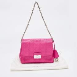 Pre Owned Dior Hot Pink Cannage Leather Small Diorling Shoulder Bag