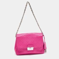 Pre Owned Dior Hot Pink Cannage Leather Small Diorling Shoulder Bag