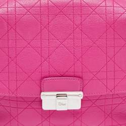 Pre Owned Dior Hot Pink Cannage Leather Small Diorling Shoulder Bag
