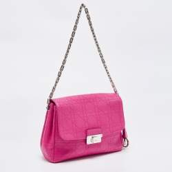 Pre Owned Dior Hot Pink Cannage Leather Small Diorling Shoulder Bag