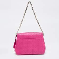 Pre Owned Dior Hot Pink Cannage Leather Small Diorling Shoulder Bag