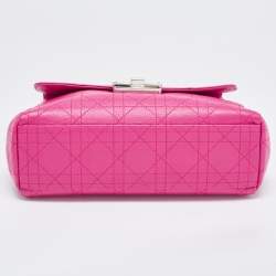 Pre Owned Dior Hot Pink Cannage Leather Small Diorling Shoulder Bag