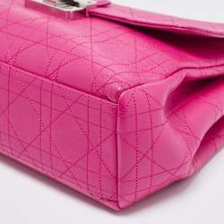 Pre Owned Dior Hot Pink Cannage Leather Small Diorling Shoulder Bag