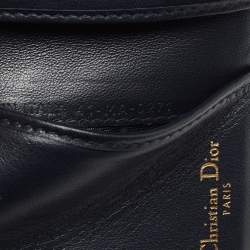 Pre Owned Dior Blue Oblique Canvas Saddle Card Holder