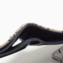 Pre Owned Dior Blue Oblique Canvas Saddle Card Holder