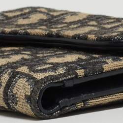 Pre Owned Dior Blue Oblique Canvas Saddle Card Holder