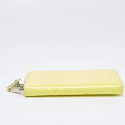 Pre Owned Dior Yellow Cannage Patent Leather Lady Dior Continental Wallet