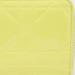 Pre Owned Dior Yellow Cannage Patent Leather Lady Dior Continental Wallet