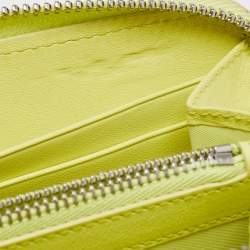 Pre Owned Dior Yellow Cannage Patent Leather Lady Dior Continental Wallet