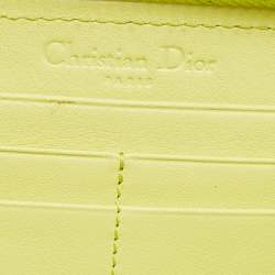 Pre Owned Dior Yellow Cannage Patent Leather Lady Dior Continental Wallet