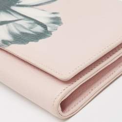 Pre Owned Dior Pink Leather Diorissimo Alstroemeria Flower Chain Clutch