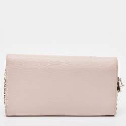 Pre Owned Dior Pink Leather Diorissimo Alstroemeria Flower Chain Clutch