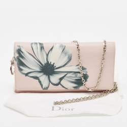 Pre Owned Dior Pink Leather Diorissimo Alstroemeria Flower Chain Clutch