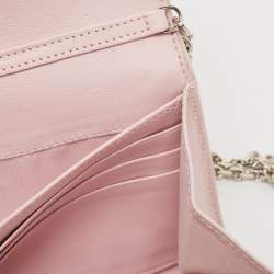 Pre Owned Dior Pink Leather Diorissimo Alstroemeria Flower Chain Clutch