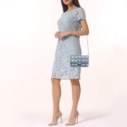 Pre Owned Dior Blue Cannage Quilted Leather Miss Dior Promenade Chain Clutch