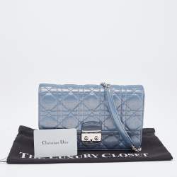 Pre Owned Dior Blue Cannage Quilted Leather Miss Dior Promenade Chain Clutch