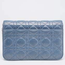 Pre Owned Dior Blue Cannage Quilted Leather Miss Dior Promenade Chain Clutch