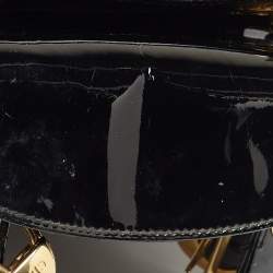 Pre Owned Dior Black Cannage Patent Leather Mini Lady Dior Tote