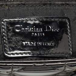 Pre Owned Dior Black Cannage Patent Leather Mini Lady Dior Tote