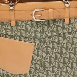 Pre Owned Dior Brown/Green Oblique Canvas Trotter Tote Bag