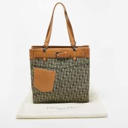 Pre Owned Dior Brown/Green Oblique Canvas Trotter Tote Bag