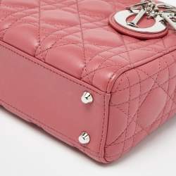 Pre Owned Dior Pink Cannage Leather Mini Lady Dior Tote