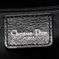 Pre Owned Dior Black Diorissimo Canvas Embroidered Flowers Large Tote 