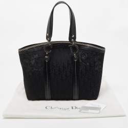Pre Owned Dior Black Diorissimo Canvas Embroidered Flowers Large Tote 
