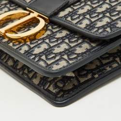 Pre Owned Dior Navy Blue Oblique Canvas and Leather 30 Montaigne Shoulder Bag