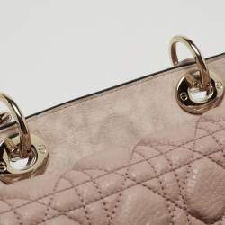 Pre Owned Dior Old Rose Cannage Leather Supple Lady Dior Tote