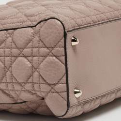 Pre Owned Dior Old Rose Cannage Leather Supple Lady Dior Tote