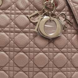 Pre Owned Dior Old Rose Cannage Leather Supple Lady Dior Tote