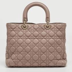 Pre Owned Dior Old Rose Cannage Leather Supple Lady Dior Tote