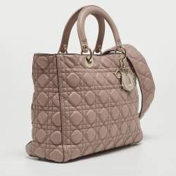 Pre Owned Dior Old Rose Cannage Leather Supple Lady Dior Tote
