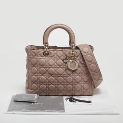 Pre Owned Dior Old Rose Cannage Leather Supple Lady Dior Tote