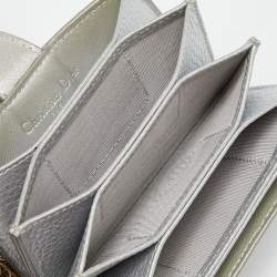 Pre Owned Dior Metallic Grey Cannage Leather 5 Gusset Card Holder