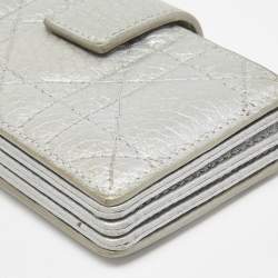 Pre Owned Dior Metallic Grey Cannage Leather 5 Gusset Card Holder