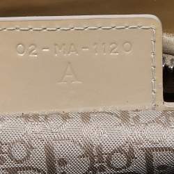 Pre Owned Dior Beige Cannage Patent Leather Medium Lady Dior Tote