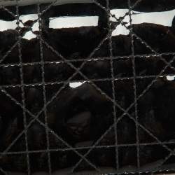 Pre Owned Dior Black Cannage Patent Leather Lady Dior Flap Wallet