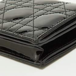 Pre Owned Dior Black Cannage Patent Leather Lady Dior Flap Wallet