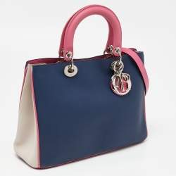 Pre Owned Dior Tri Color Leather Medium Diorissimo Shopper Tote