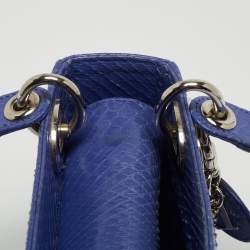 Pre Owned Dior Blue Python Mini Lady Dior Tote