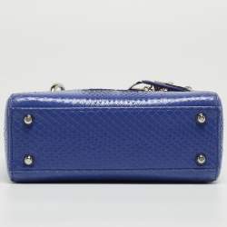 Pre Owned Dior Blue Python Mini Lady Dior Tote